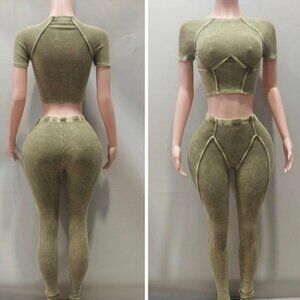 Women 2 Piece Stretchy, Slim, Comfy and Sexy Outfits for Women Going Out - Green